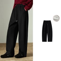 TOYOUTH Women Casual Pants 2025 Winter New Lazy Style Sports Draping Loose Elastic Waist Fleece-lined Banana Pants