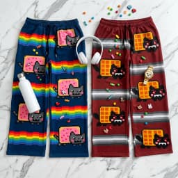 Y2K Streetwear Art Waffle Cat Baggy Pants Men Women Vintage Oversized Cotton Wide Leg Casual Lounge Joggers Fashion Summer Wear