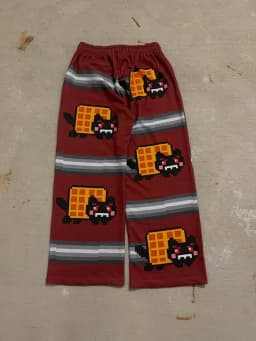 Y2K Streetwear Art Waffle Cat Baggy Pants Men Women Vintage Oversized Cotton Wide Leg Casual Lounge Joggers Fashion Summer Wear