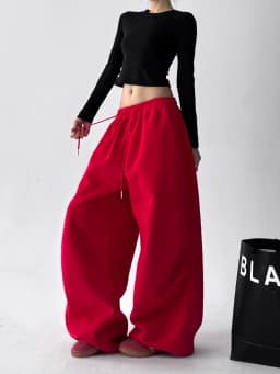Women's Red Sweatpants Baggy Joggers Sports Dance Pants Harajuku Japanese 2000s Style Vintage Y2k Oversize Trousers Autumn 2025
