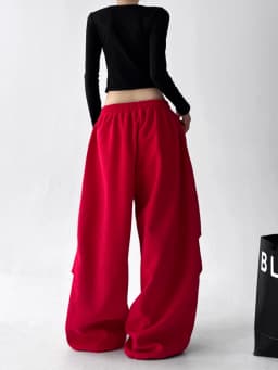 Women's Red Sweatpants Baggy Joggers Sports Dance Pants Harajuku Japanese 2000s Style Vintage Y2k Oversize Trousers Autumn 2025