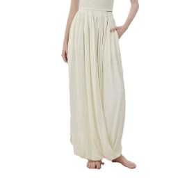 Women Casual Lazy Style Sports Long Pants Double Layer Knot Half Skirt Elastic Waist Slim Fit Pocket Outdoor Yoga Skirt Pants