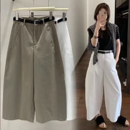 2026 Spring/summer Korean Fashion 9-inch Wide Leg Pants For Women High Waist Simple Balloon Pants Versatile Casual Pants