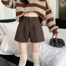 Women's Casual Woolen Short Pants High Waist Straight Leg Bootcut Trousers Autumn New Style Wide Leg Drapey A-Line Hot Pants