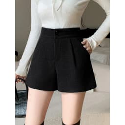 Women's Casual Woolen Short Pants High Waist Straight Leg Bootcut Trousers Autumn New Style Wide Leg Drapey A-Line Hot Pants