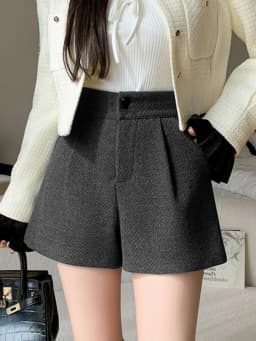 Women's Casual Woolen Short Pants High Waist Straight Leg Bootcut Trousers Autumn New Style Wide Leg Drapey A-Line Hot Pants
