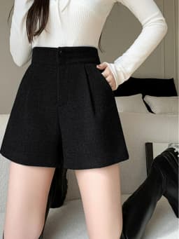 Women's Casual Woolen Short Pants High Waist Straight Leg Bootcut Trousers Autumn New Style Wide Leg Drapey A-Line Hot Pants