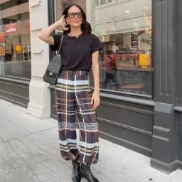 HXAO Plaid Women's Pants Baggy Wide Pants For Woman Autumn Minimalist Long Casual Pants Women Mid Waist Check Trousers Bottoms