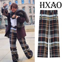 HXAO Plaid Women's Pants Baggy Wide Pants For Woman Autumn Minimalist Long Casual Pants Women Mid Waist Check Trousers Bottoms