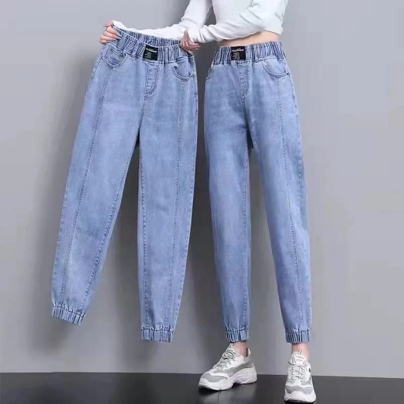 Ladies Cowboy Trousers High Quality Jeans Women Spring Autumn New Korean High-Elastic Waist Jiufen Points Harem Denim Pants