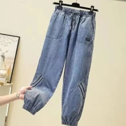 Ladies Cowboy Trousers High Quality Jeans Women Spring Autumn New Korean High-Elastic Waist Jiufen Points Harem Denim Pants