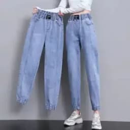 Ladies Cowboy Trousers High Quality Jeans Women Spring Autumn New Korean High-Elastic Waist Jiufen Points Harem Denim Pants