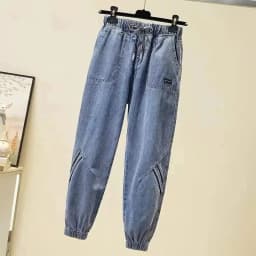Ladies Cowboy Trousers High Quality Jeans Women Spring Autumn New Korean High-Elastic Waist Jiufen Points Harem Denim Pants