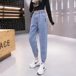 Ladies Cowboy Trousers High Quality Jeans Women Spring Autumn New Korean High-Elastic Waist Jiufen Points Harem Denim Pants