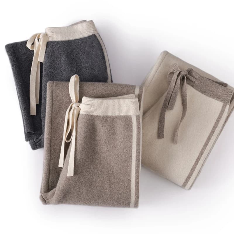 Cashmere Straight Leg Pants Children's New 2024 Hot Selling Autumn and Winter New Wool Women's Wide Leg Pants High Waist