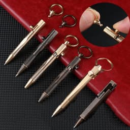 Brass Quick Release Writing Pen Cylindrical Bolt Ballpoint Pen Mini Keychain Business Signature Stationery Gift Pen EDC Tool