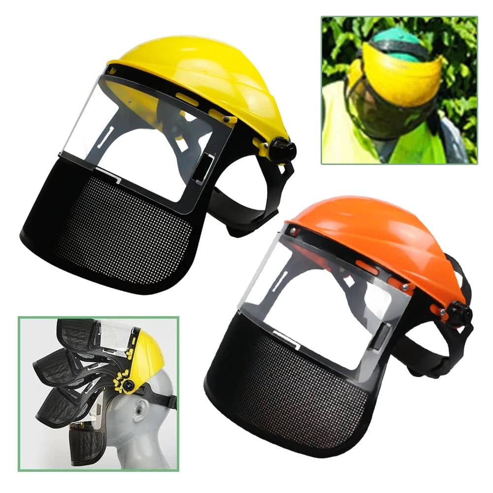Adjustable Safety Helmet Hat Lawn Mower Horticultural Wire Mesh Protective Cover Garden Grass Trimmer Protective Mask Shield
