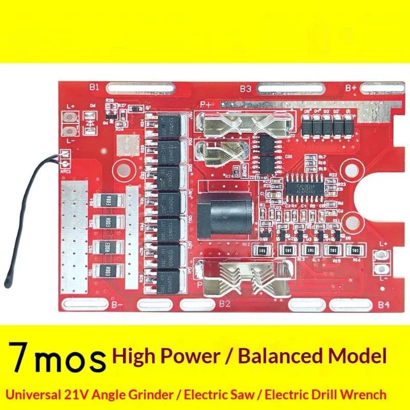 1Pcs Li-battery Protection Board 21V 7MOS For Electric Tools With Balancing Circuit And Temperature Protection