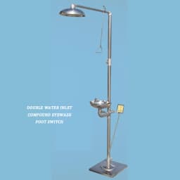 304 Stainless Steel Composite Emergency Shower Eyewash，Factory Inspection Vertical Double Eye Washing Shower Set
