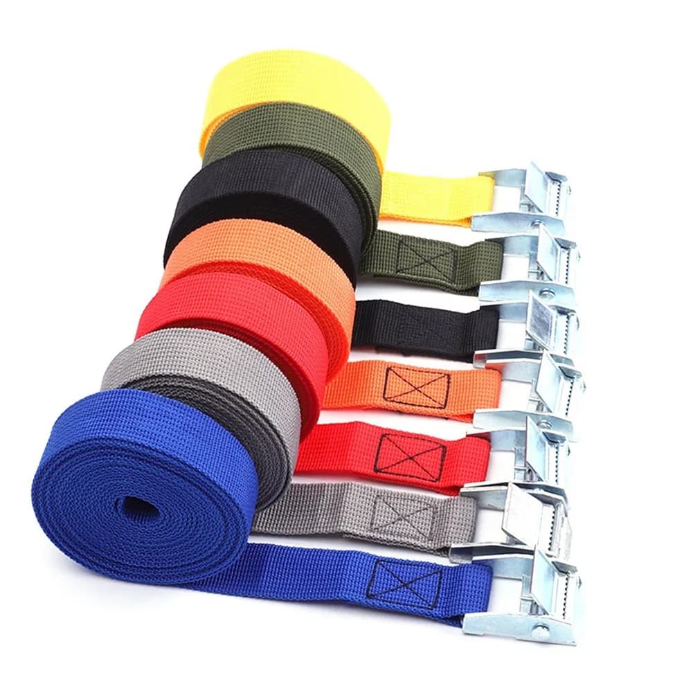1 Pc 25mmx1M Cargo Strap With Buckle Tie Down Belt For Motorcycle Car Metal Tow Rope Strong Ratchet Fixing Belt For Luggage Bag