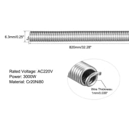 Uxcell 4pcs AC220V 3000W 2500W 1200W Kiln Furnace Heating Coils Heater Wire High Resistance Restring Heating Element Coil 820mm