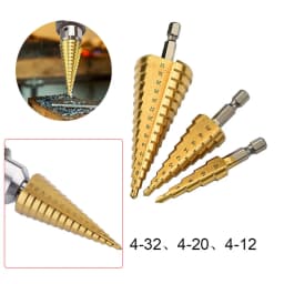 4-12 4-20 4-32 HSS Titanium Coated Step Drill Bit Drilling Power Tools Metal High Speed Steel Wood Hole Cutter Cone Drill