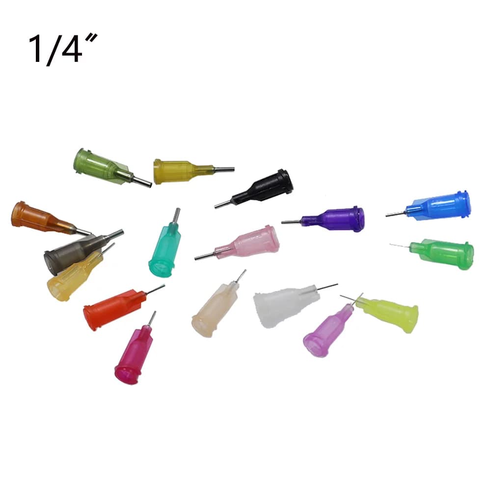 50pcs/Bag 10g 11g 14g 15g -34G 1/4 Luer Lock Blunt Syringe Tip Screw Needle Precision Liquid Dispenser Gauge Glue Dispensing