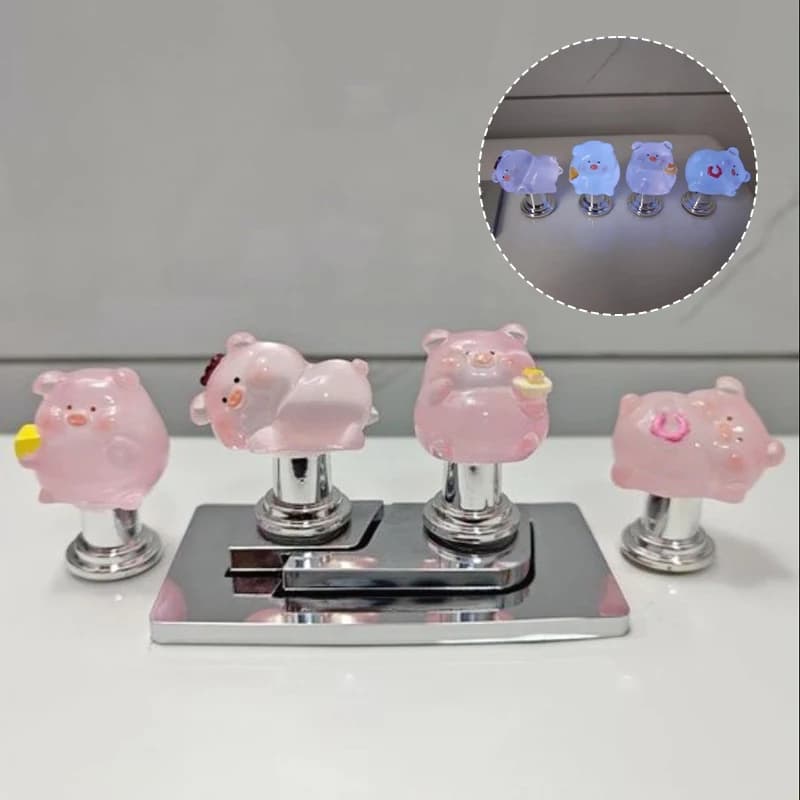 Cute Luminous Pig Toilet Presser Water Tank Buttons Protector Multi-useful Furniture Handle Home Bathroom Accessories