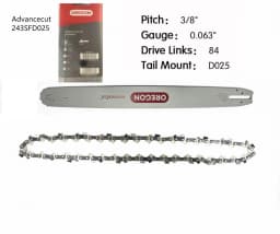 25'' Chainsaw Guide Bar 3/8" 0.063" 84DL Chain For STIHL MS362 MS390 MS391 MS440