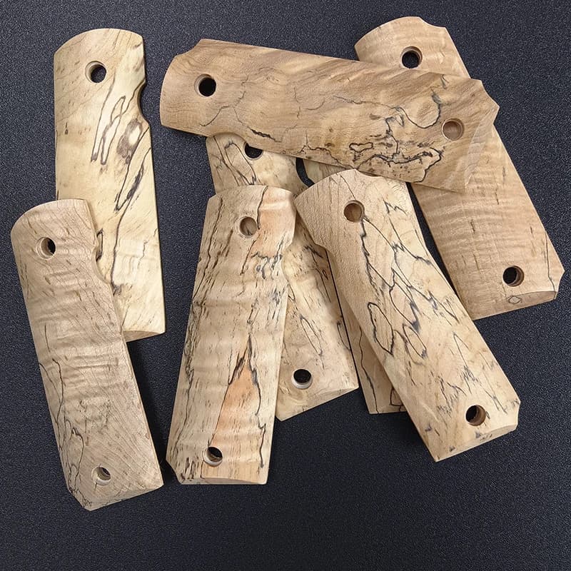 1pair Gun 1911 Grips Spalted Maple Wood Handle Grips Patch Custom Grips CNC Gun Handle Grips