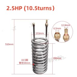 1pc Titanium Tube Evaporator, Straight Titanium Tube Heat Exchanger. 1-5HP Chiller Seafood Fresh Water Fish Tank Heat Exchanger.