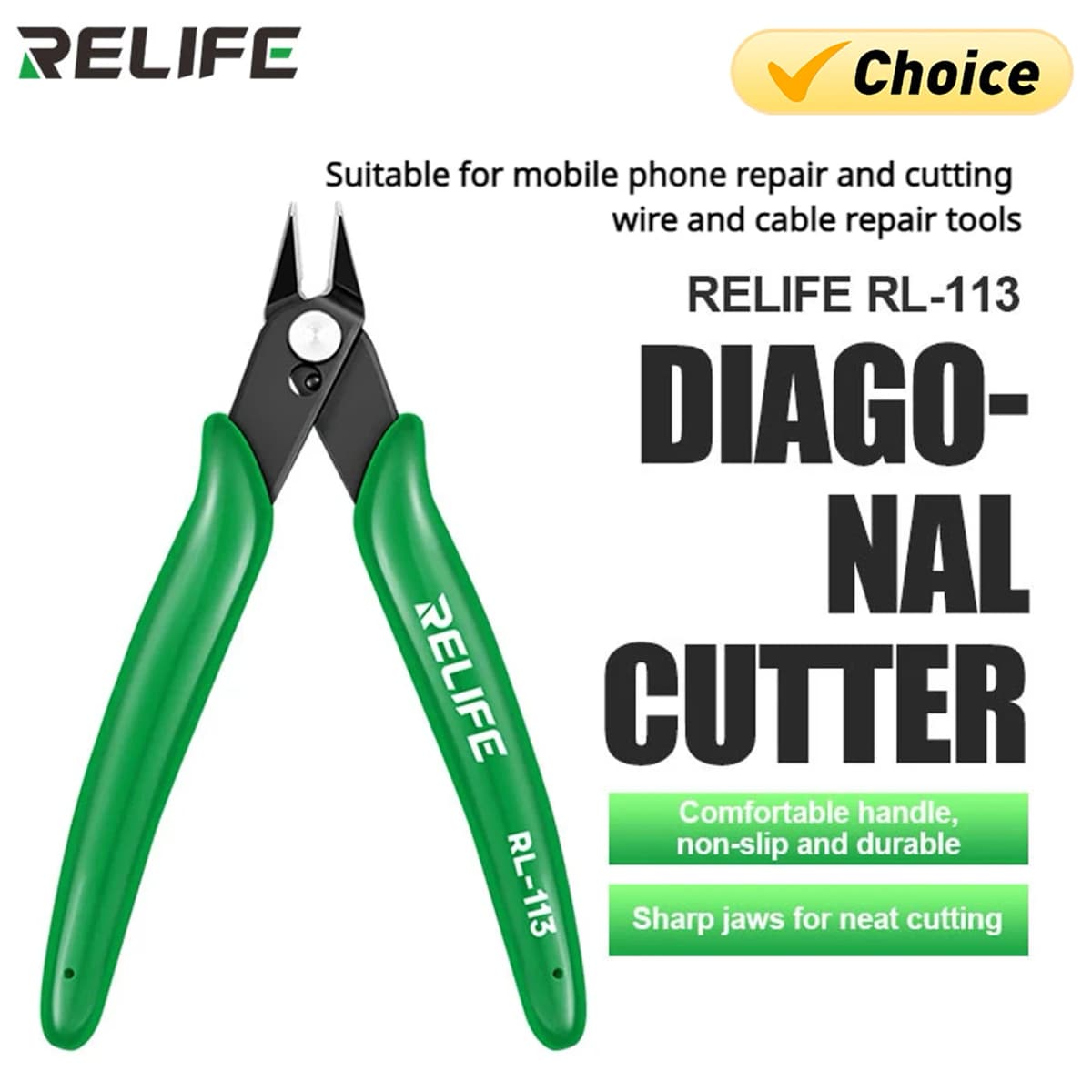 RELIFE RL-111 RL-113 Portable Diagonal Cutting Pliers Sharp Jaws for Cell Phone Repair Cutting Wire and Cable Repair Tool