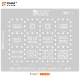 AMAOE EMMC2 3 BGA Reballing Stencil For Android Nand Flash EMMC EMCP UFS LPDDR PCIE 153 162 169 221 254 60 70 186 200 Tin Net