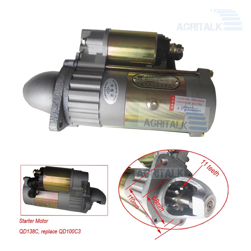 Starter QDJ138C, To Replace Old Design QD100C3 for Yangdong Y380T / Y385T, Also EPA Type