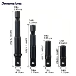 1/4 Hex Shank Square Converter Conversion to Socket Adapter for Impact Drill Wrench Drill Bit Conversion Joint Extension Rod