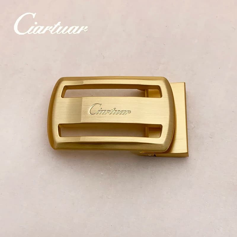 2026 Ciartuar New Design Quality Men 3.4cm Belt Genuine Plain Leather Strap Trousers First Layer Brass Gold Buckle