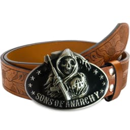Western Men's Denim Belt Retro Belt Skull Sickle Belt Buckle Hip-Hop Personality Retro Style Unisex Matching Jeans/Casual Pants