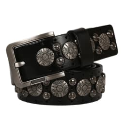 Hip Hop Metal Round Rivet Cowboy Belt Genuine Leather Cowskin Men Belt Punk Big Rivet Jeans Studded Belts For Men Ceinture Homme
