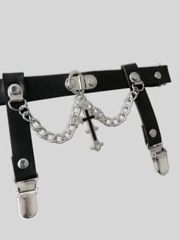 HERSHINE 2-Pack Women's Fashion Cross Chain Leg Straps/Sock Clips, Y2K Gothic Punk Harajuku Rock Hip Hop Style,spring,summer