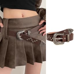 Rivet Hollow Bullet Decoration Belt Fashion Leather Studded Goth Rock Wild Adjustable Women Punk Black Belt