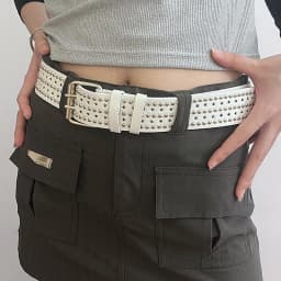 Rivet Hollow Bullet Decoration Belt Fashion Leather Studded Goth Rock Wild Adjustable Women Punk Black Belt