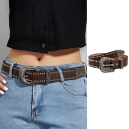 Rivet Hollow Bullet Decoration Belt Fashion Leather Studded Goth Rock Wild Adjustable Women Punk Black Belt
