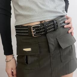 Rivet Hollow Bullet Decoration Belt Fashion Leather Studded Goth Rock Wild Adjustable Women Punk Black Belt