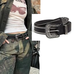 Rivet Hollow Bullet Decoration Belt Fashion Leather Studded Goth Rock Wild Adjustable Women Punk Black Belt