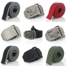 Diy Men Belt Canvas Belts Long Strap & Alloy Buckle Skull Animal Letter Casual Style Jeans Accessories Metal Buckle White Belt