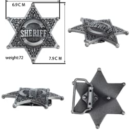 Sheriff Buckle Tangcao Pattern Leather Belt Fashion Embossed