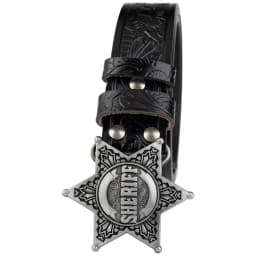 Sheriff Buckle Tangcao Pattern Leather Belt Fashion Embossed