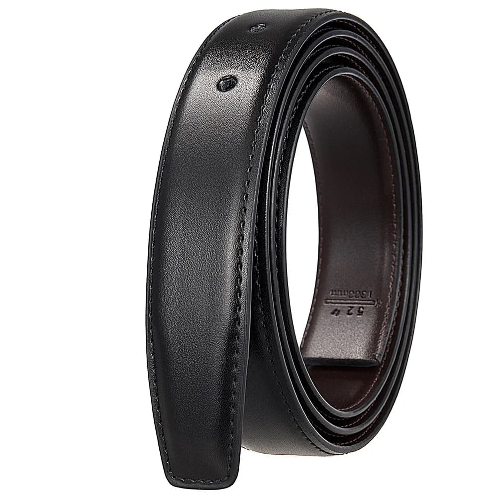 High Quality 2.8cm Width Mens Genuine Cow Leather Belts No Buckle Hole Belt For Men Male Waist Belts Strap Black