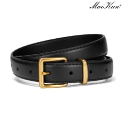 Maikun Belt For Women Gold Buckle Elegant Leather Belt Compatible With Dresses And Pants