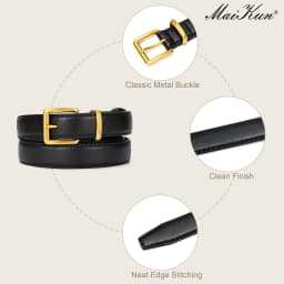 Maikun Belt For Women Gold Buckle Elegant Leather Belt Compatible With Dresses And Pants